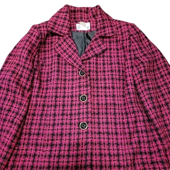 N Touch size 12 button down blazer jacket pink & black, acrylic, polyester - Picture 7 of 8